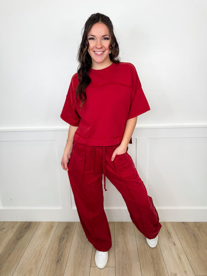 In the Friend Zone High-Rise Cotton Blend Wide Leg Avery Mae Cropped Set - 2 colors!