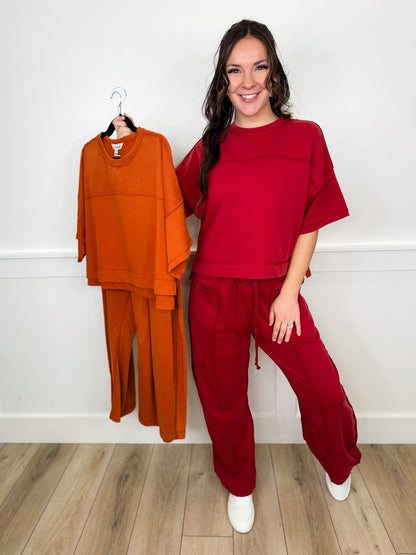In the Friend Zone High-Rise Cotton Blend Wide Leg Avery Mae Cropped Set - 2 colors!