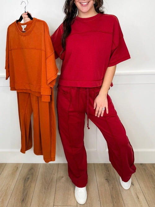 In the Friend Zone High-Rise Cotton Blend Wide Leg Avery Mae Cropped Set - 2 colors!