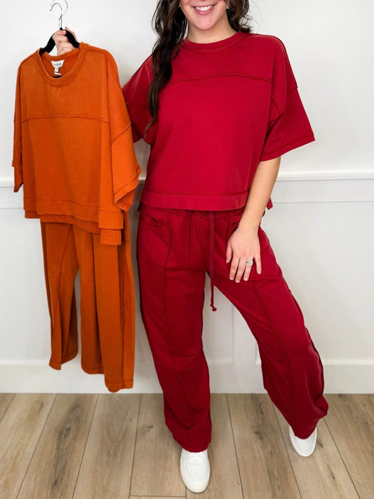 In the Friend Zone High-Rise Cotton Blend Wide Leg Avery Mae Cropped Set - 2 colors!