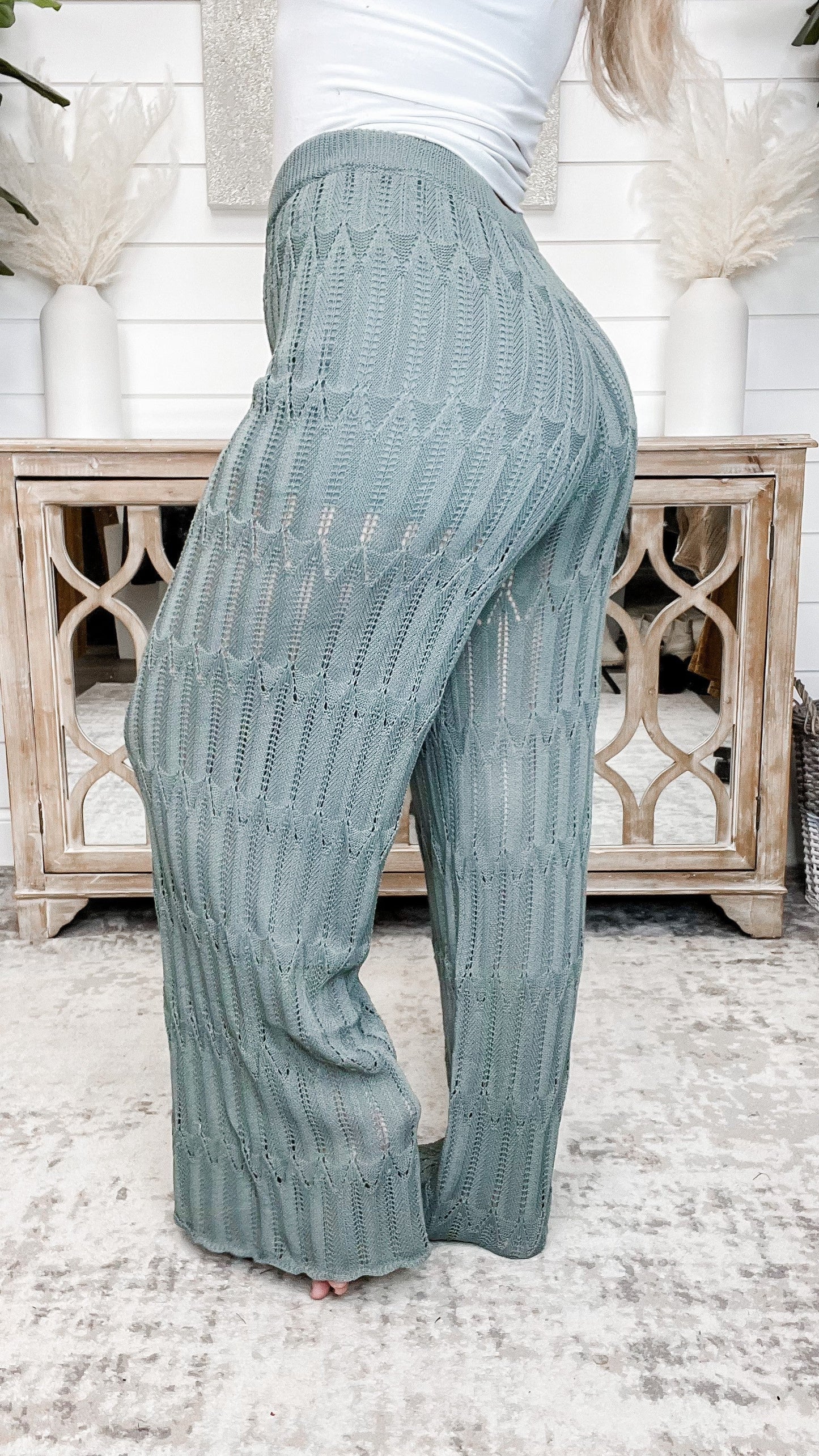 Taking a Stroll High-Rise Wishlist Crochet Forest Bottoms
